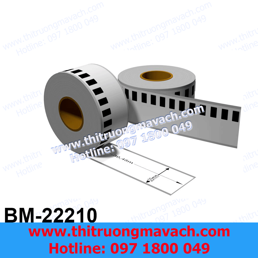 Giấy in nhãn Brother BM-22210, 29mm x 30.48m( liên tục), tương thích DK-22210